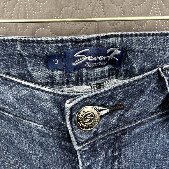 Seven 7 Embellished Cropped Ankle Jeans Summer Chic Cute Work SZ 10:Pre-owned - Picture 4 of 7